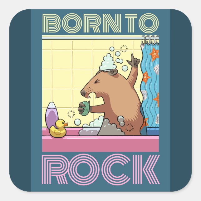 Geboren zu Rock (bearbeitbarer Text) Gesangsunterg Quadratischer Aufkleber (Vorderseite)