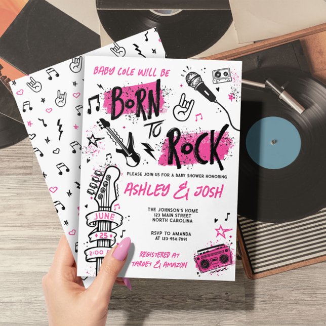 Geboren zu Rock Girl Babydusche Einladung (Von Creator hochgeladen)