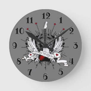 Geboren zu Rock & Roll Gitarre Rockabilly Tattoo S Runde Wanduhr