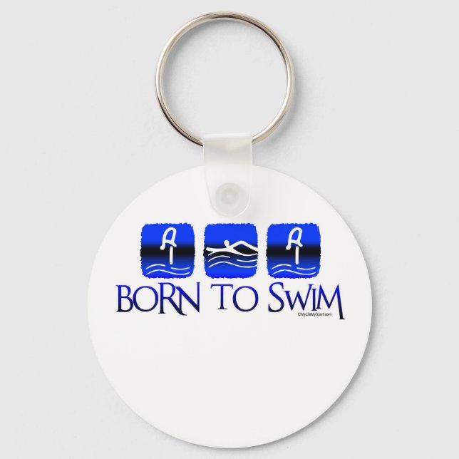 GEBOREN ZU SCHWIMMEN SCHLÜSSELANHÄNGER (Vorderseite)