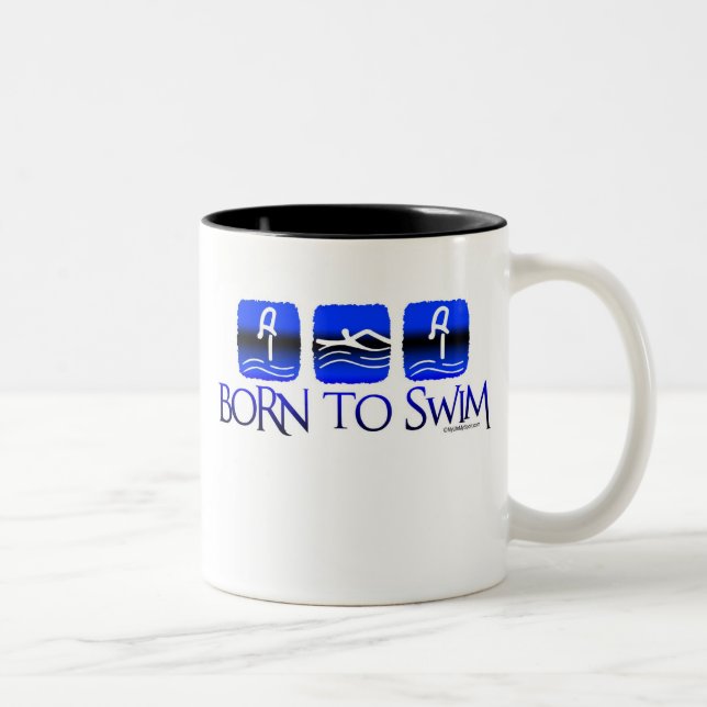 GEBOREN ZU SCHWIMMEN ZWEIFARBIGE TASSE (Rechts)