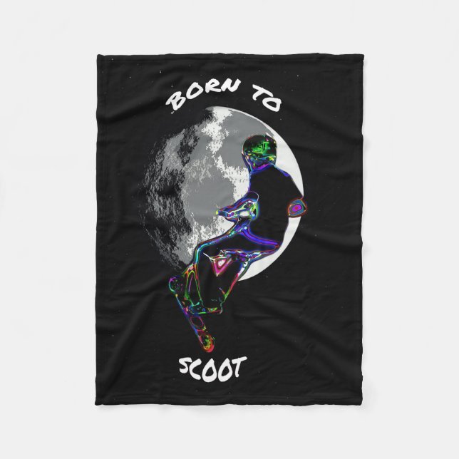 Geboren zu Scoot- Scooter und Mond Fleecedecke (Vorderseite)