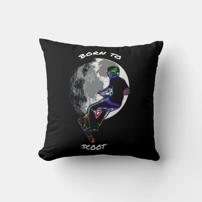 Geboren zu Scoot- Scooter und Mond Kissen (Vorderseite)