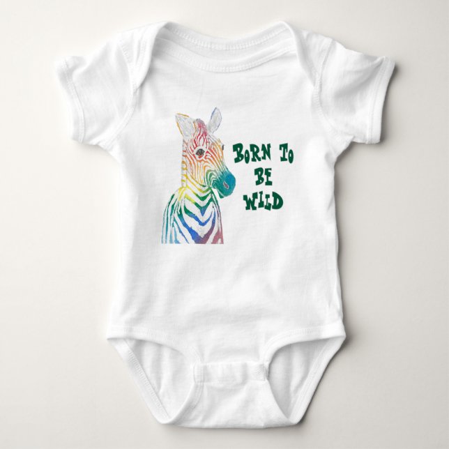 Geboren zu sein, Regenbogen Zebra Baby Strampler (Vorderseite)