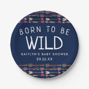 Geboren zu sein, wilde Stamm Boho Pfeile Baby Dusc Pappteller
