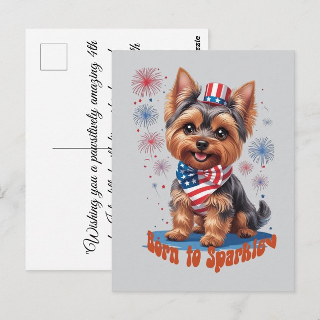 Geboren zu Sparkle - Niedlich 4. Juli Flat Card mi Postkarte (Vorne/Hinten)