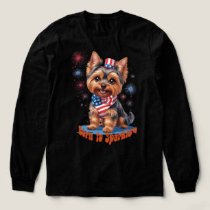 Geboren zu Sparkle - Niedlich Yorkie 4. Juli Patri Tri-Blend Shirt