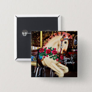 Geboren zu Sparkle Quote Karussellpferd Fotografie Button