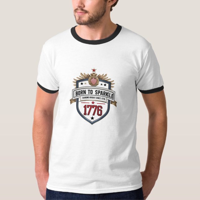 Geboren zu Sparkle - Retro USA Ringer T-Shirt 4. J (Vorderseite)