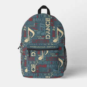 Geboren zu tanzen Blau/Rot/Gold ID277 Bedruckter Rucksack