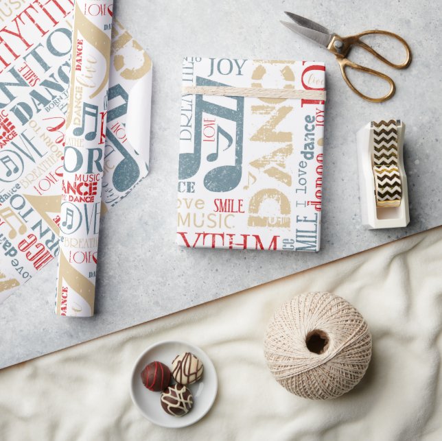 Geboren zu tanzen Blau/Rot/Gold ID277 Geschenkpapier (Kunsthandwerk)