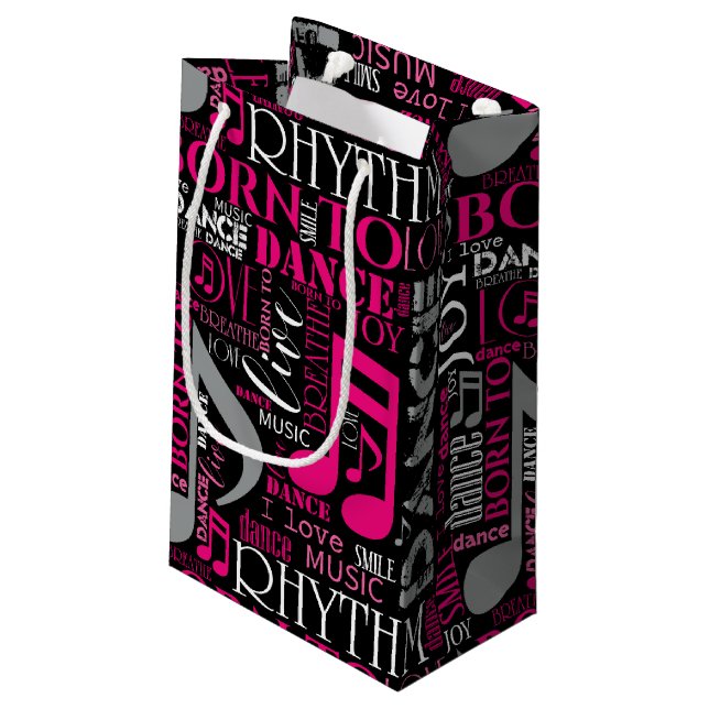 Geboren zu Tanzpink ID277 Kleine Geschenktüte (Rückseite Schrägansicht)
