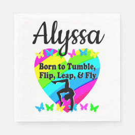 GEBOREN ZU TUMBLE GYMNAST GIRL DESIGN SERVIETTE