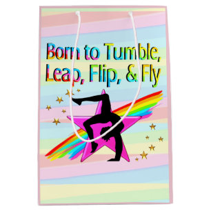 GEBOREN ZU TUMBLE GYMNASTICS GIFT BEUTEL MITTLERE GESCHENKTÜTE
