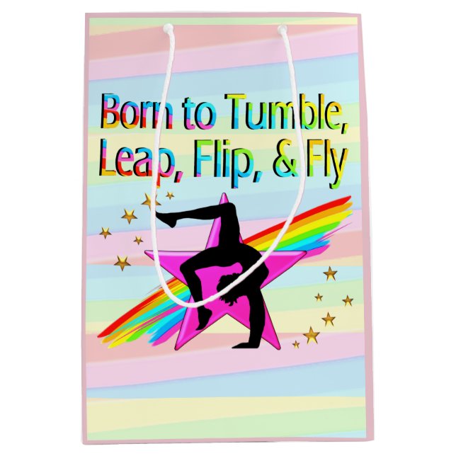 GEBOREN ZU TUMBLE GYMNASTICS GIFT BEUTEL MITTLERE GESCHENKTÜTE (Vorderseite)