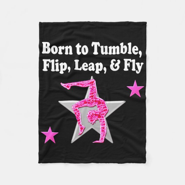 GEBOREN ZU TUMBLE, LEAP UND FLIEGEN GYMNAST FLEECEDECKE (Vorderseite)