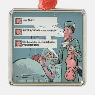 Geboren zu Tweetend lustiger Cartoon Ornament Aus Metall