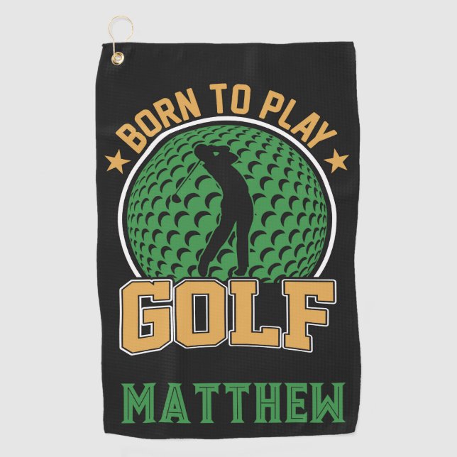 Geboren zum Golfspielen Golfhandtuch (Vorderseite)