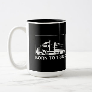 Geboren zum Lastkraftwagen (weiß) Zweifarbige Tasse