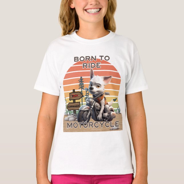 Geboren zum Motorrad fahren - Hund T-Shirt (Vorderseite)