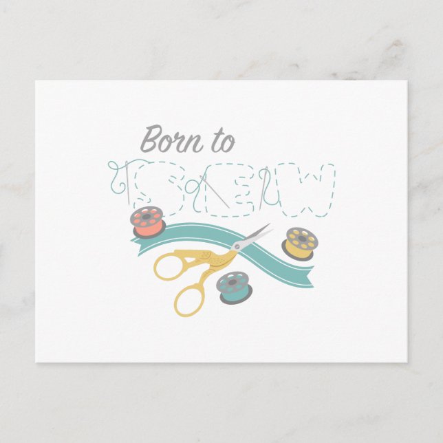 Geboren zum Nähen Postkarte (Vorderseite)