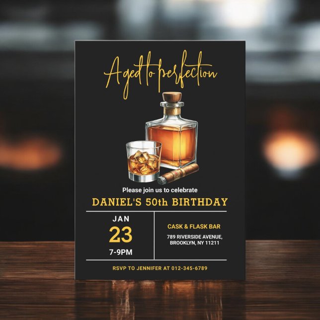 Geboren zum Perfection Whisky Zigarre 50. Geburtst Einladung (Von Creator hochgeladen)