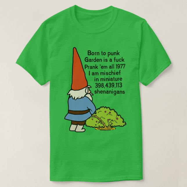 Geboren zum Punk Garden Gnome T-Shirt (Design vorne)