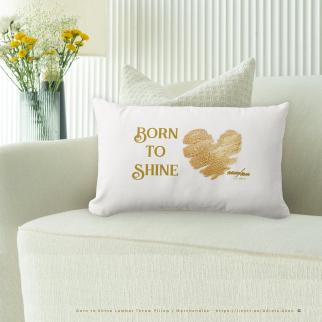 Geboren zum Rhein-Weiße-Kissen Lendenkissen (Born to Shine Pillow designd by Poet Adiela Akoo. Pair it with the pretty pouf, drawer knobs & more!)