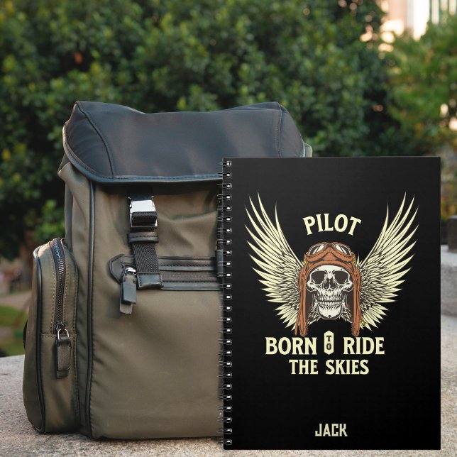 Geboren zum "Ride Skies", Cooler Fun Aviation Cust Notizblock (Von Creator hochgeladen)