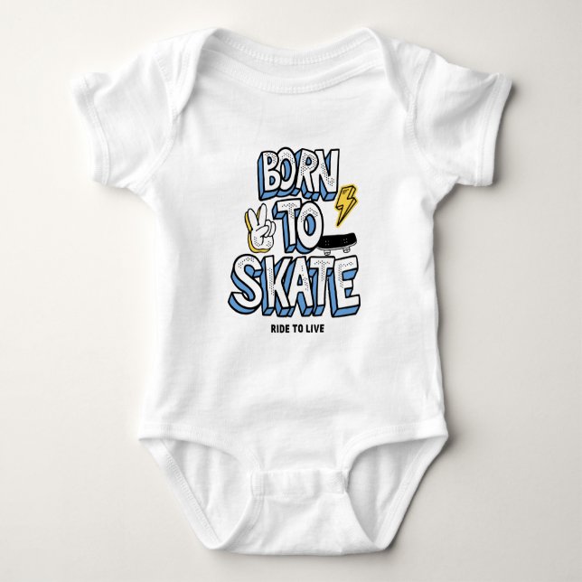 Geboren zum Skate Baby Strampler (Vorderseite)