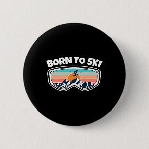 Geboren zum Skifahren - Skipiste als sonniges Skig Button