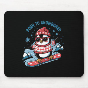 Geboren zum Snowboard Shirt Cool Pinguin Snowboard Mousepad