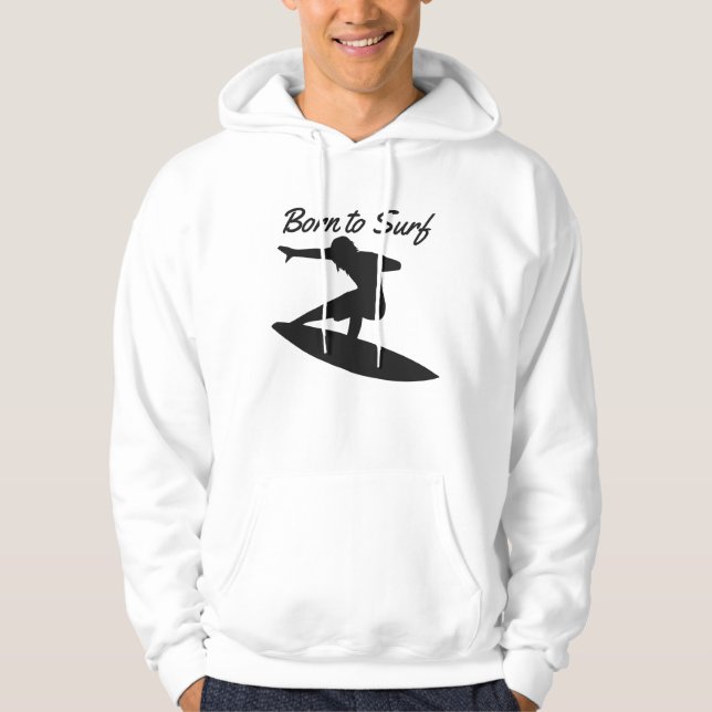 Geboren zum Surfen Hoodie (Vorderseite)