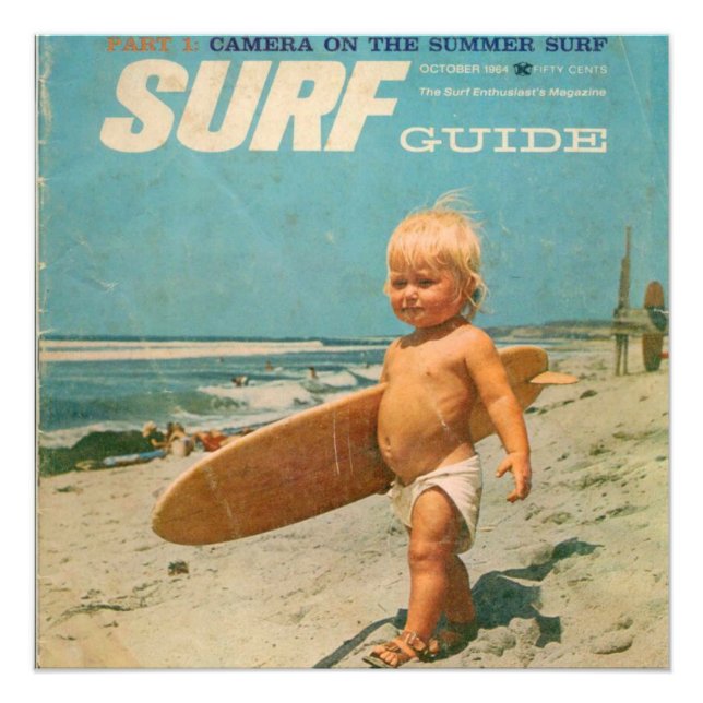 Geboren zum Surfen | Niedliches Vintages Surfen Fotodruck (Vorne)