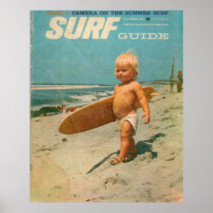Geboren zum Surfen   Niedliches Vintages Surfposte Poster