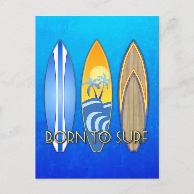 Geboren zum Surfen Postkarte (Vorderseite)