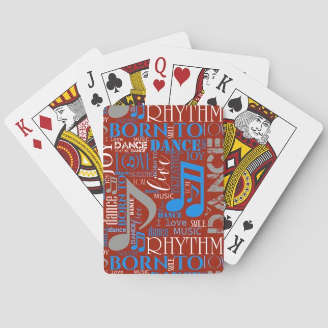 Geboren zum Tanzen von Blau/Weiß/FarbeID277 Spielkarten (Rückseite)