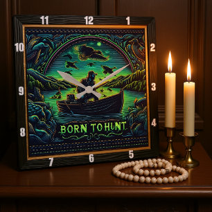 Geboren zur Jagd in der Morgengrauen Quadratische Wanduhr