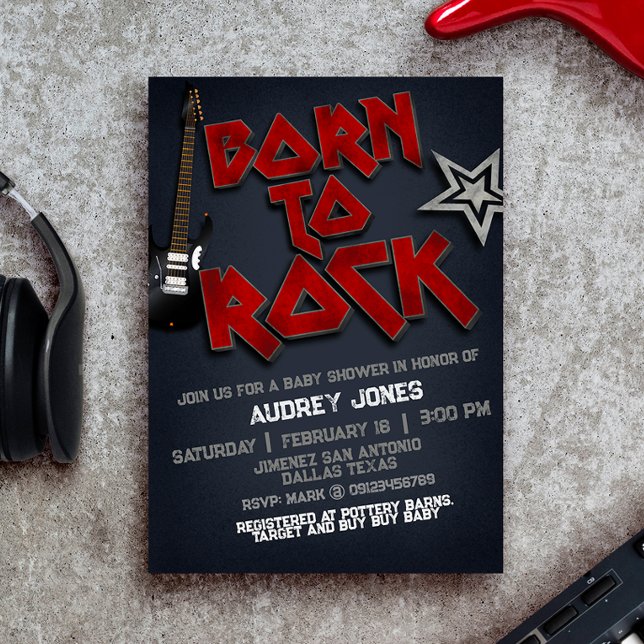 Geboren zur Rock Baby Shower Einladung (Born to Rock Baby Shower Invitation)