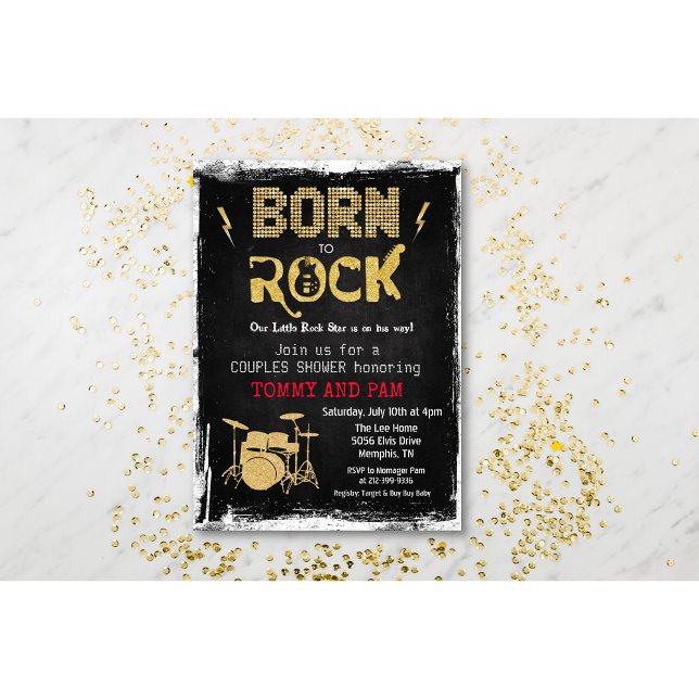 Geboren zur Rock Rock Star Baby Dusche Einladung (Von Creator hochgeladen)