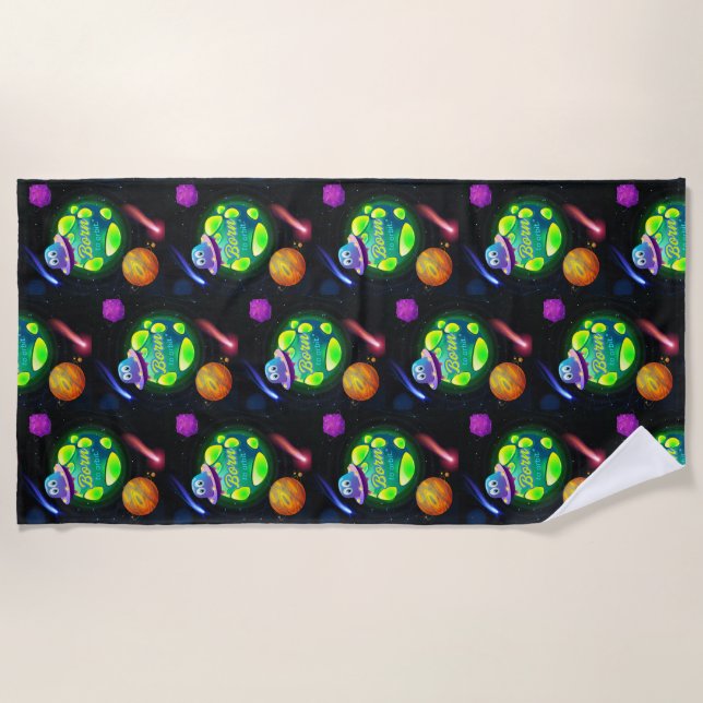 Geboren zur Umlaufbahn Strandtuch (Vorderseite)