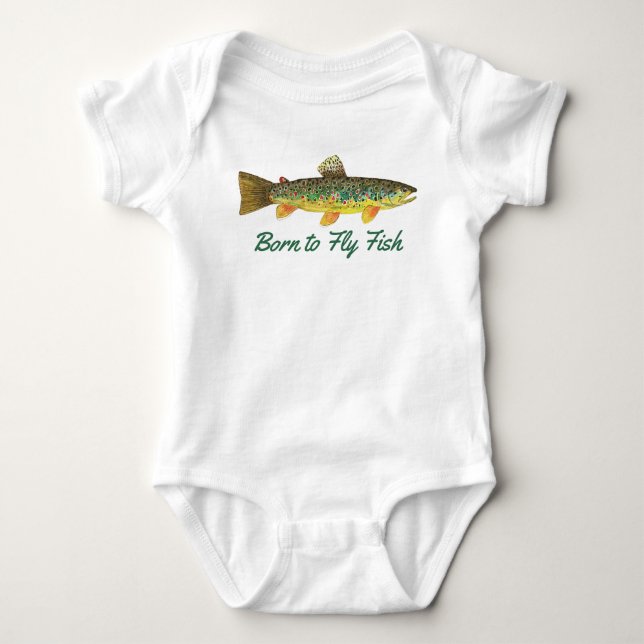 "Geborene bis Fische" Humorale Babyfischerei Baby Strampler (Vorderseite)