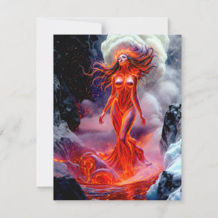 "Geborene des Inferno" - Vulkanweibchen-Portrait Feiertagskarte