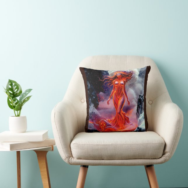 "Geborene des Inferno" - Vulkanweibchen-Portrait Kissen (Stuhl )
