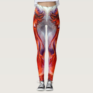 "Geborene des Inferno" - Vulkanweibchen-Portrait Leggings