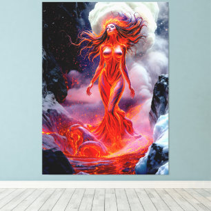 "Geborene des Inferno" - Vulkanweibchen-Portrait Leinwanddruck