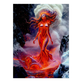 "Geborene des Inferno" - Vulkanweibchen-Portrait Poster
