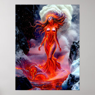"Geborene des Inferno" - Vulkanweibchen-Portrait Poster