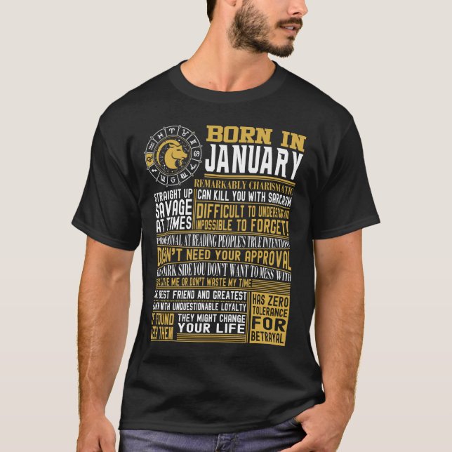 Geborene im Januar Tatsachen T-Shirt (Vorderseite)
