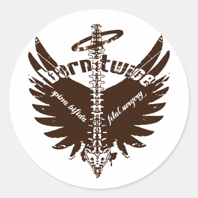Geborene Spina Bifida Fetal Operation Angel Wings Runder Aufkleber (Vorderseite)